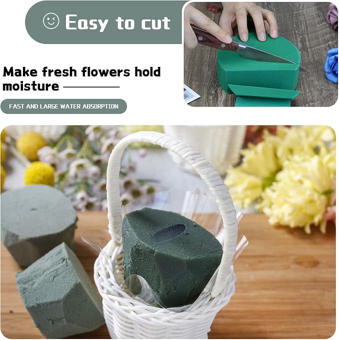 4Pcs Floral Foam Round SUPKING 3.2" Small Green Wet Dry Flower Foam Blocks - Image 3