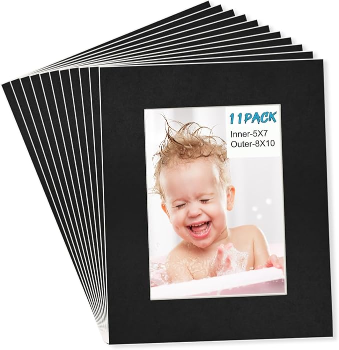 Egofine 8x10 Black Picture Mats Pack of 11, Frame Mattes by Egofine