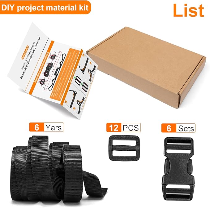 3/4" Buckles and Straps Set: 6 Yards of Thick Nylon Webbing, 12 Tri-Glide Slide - Image 7