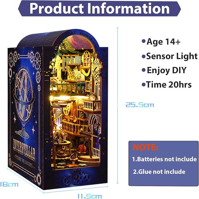 ISSEVE Book Nook Kit, 3D Wooden Puzzle DIY Miniature House Kit - Image 2