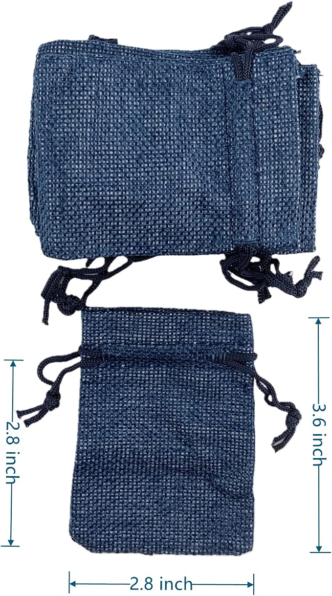 Palmhomee Pack of 25 Navy Blue Burlap Gift Bags - Image 3