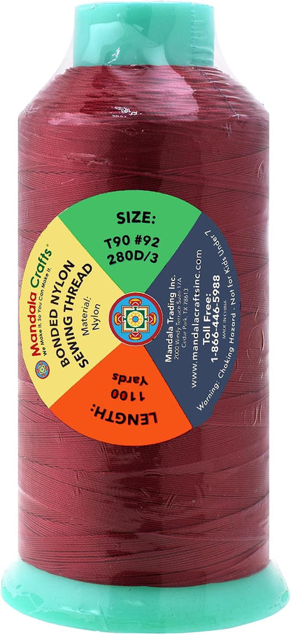 Mandala Crafts Bonded Nylon Thread Maroon Heavy Duty Sewing Threads - Image 3