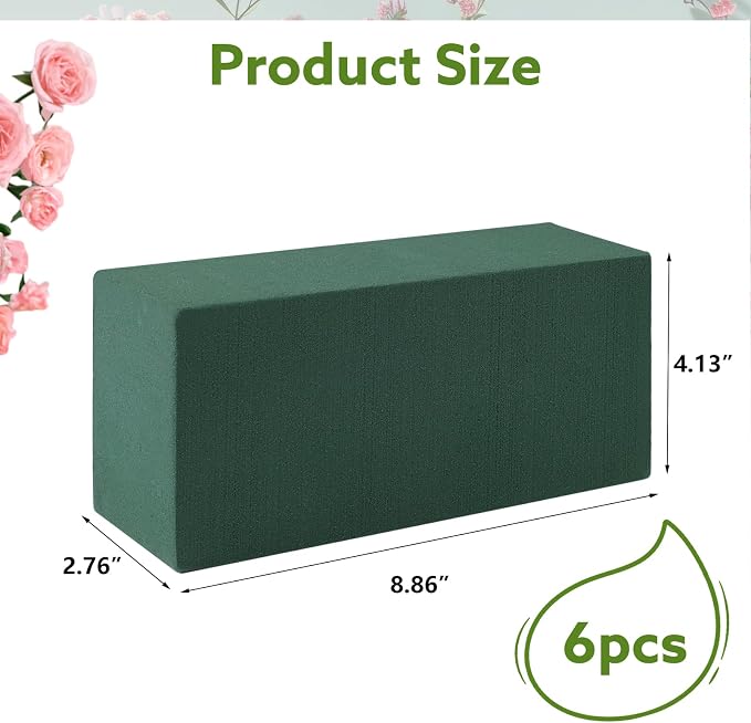 6Pcs Floral Foam Blocks for Fresh and Artificial Flower Arrangements, Flower - Image 2