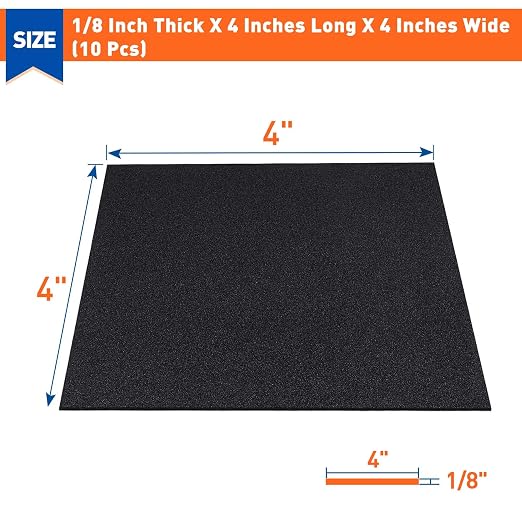 MAGZO 10Pcs Adhesive Foam Padding 1/8 in Thick X 4 in X 4 in, Closed Cell Foam - Image 2