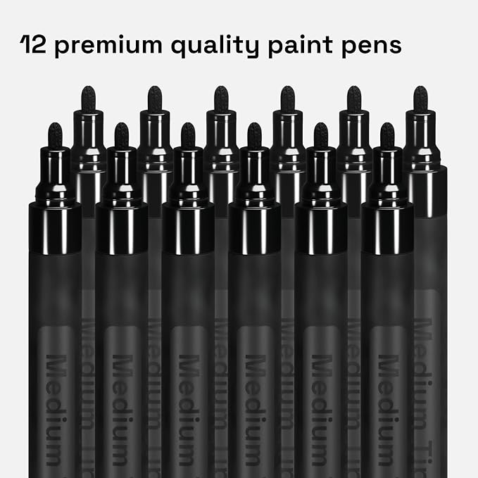 ARTISTRO 12 Black Paint Pens for Rock Painting, Scrapbooking, DIY Craft Making - Image 2