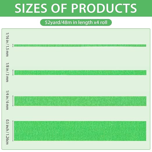QDiShi 4 Rolls Fine Line Tape, Fineline Masking Tape in 1/16, 1/4 and 1/2 Inch - Image 2