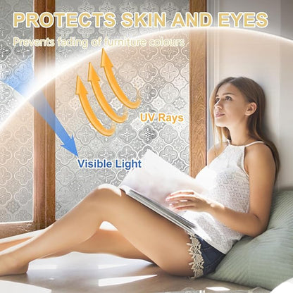 Window Privacy Film Decorative for Front Door, Bathroom Static Cling Stained - Image 4