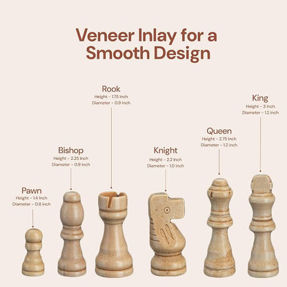 PlayVibe Wooden Chess Set 15'' & Checkers Board Games - Image 7