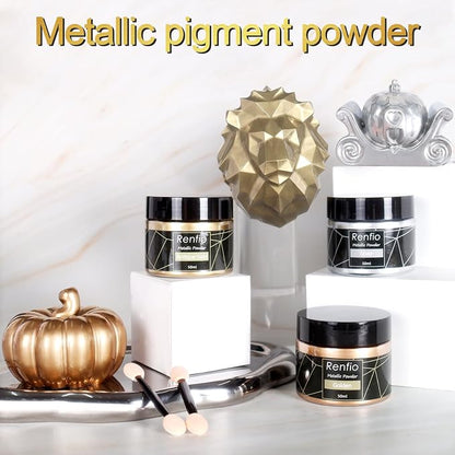 Renfio Metallic Pigment Powder, 50ml Golden Resin Color Pigment - Image 2