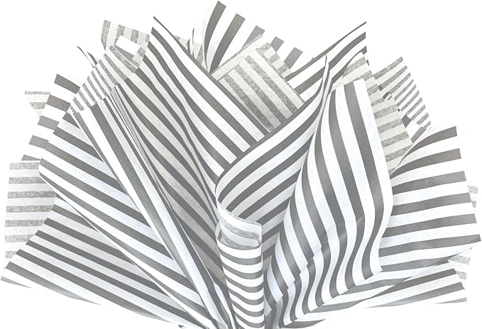 Flexicore Packaging Gray Pin Stripe Print Gift Wrap Tissue Paper Size: 15 Inch by FlexicorePackaging