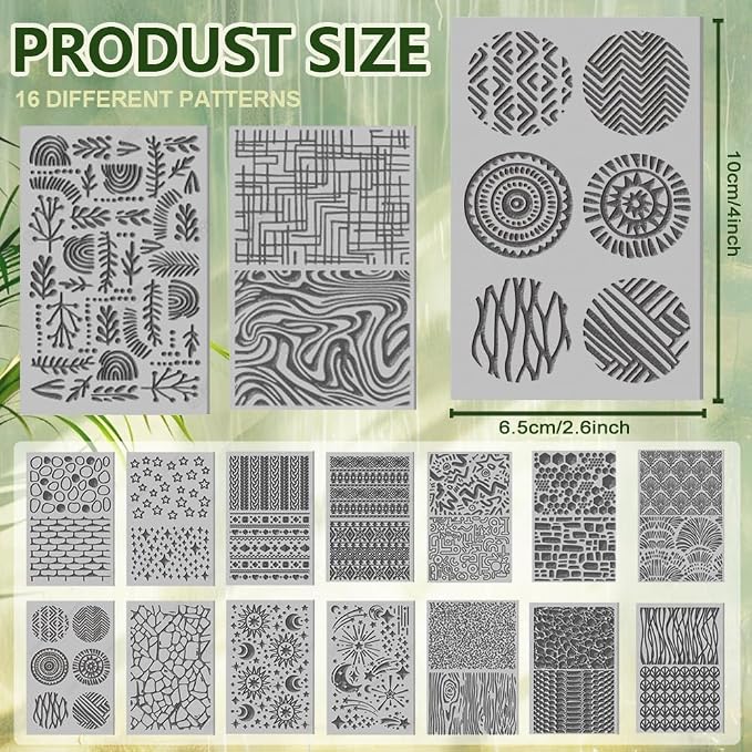 CHGCRAFT 16 Sheets 16 Styles Natural Knitted Texture Polymer Clay Texture Mat - Image 2