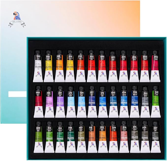 MeiLiang Watercolor Paint Set 36 Vibrant Colors 5ml / 0.17 Fl Oz Tubes - Image 9