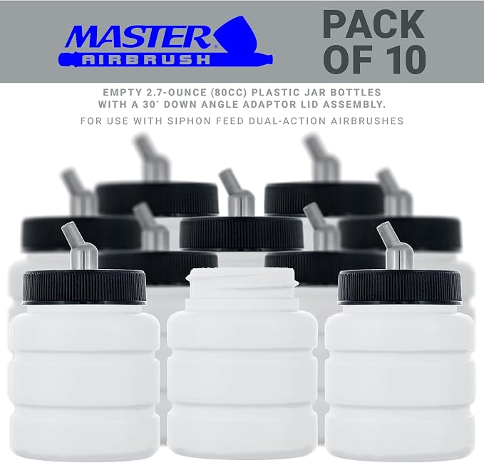 Master Airbrush TB-006 Empty 2.7-Ounce Plastic Jar Bottles - Image 2