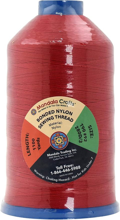 Mandala Crafts Bonded Nylon Thread Red Heavy Duty Sewing Threads - Image 2