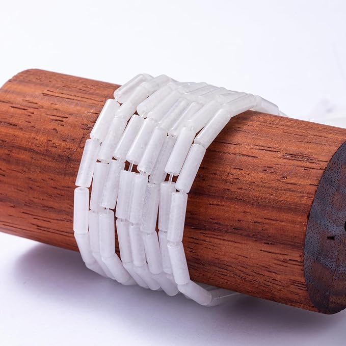 Natural White Agate Cylinder Tube Beads 4x13mm 38cm/str Loose Semi Gemstone - Image 5