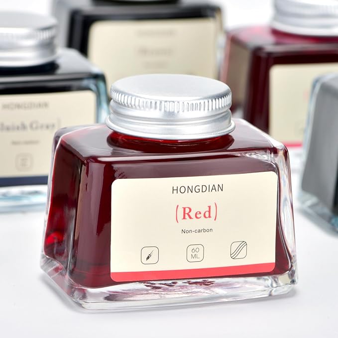 Hongdian Fountain Pen Bottled Ink Red, 60ml Fountain Pen Bottled Ink, Non Carbon - Image 3