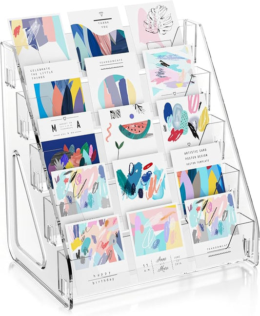 5 Tier Acrylic Card Display Stand, Sports Cards, Stickers & Brochures by Unknown