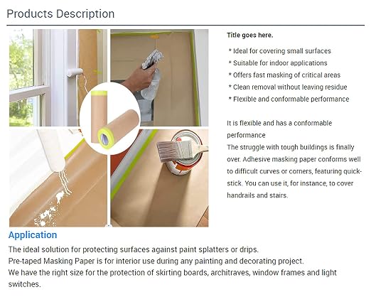 Pre-Taped Masking Paper for Painting, 20 Inch x 50 Feet Tape and Drape Painters - Image 7
