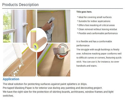 Pre-Taped Masking Paper for Painting, 20 Inch x 50 Feet Tape and Drape Painters - Image 7