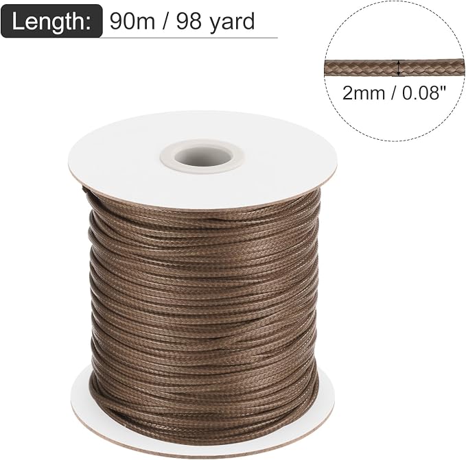 MECCANIXITY Waxed Cord 2mm Waxed Polyester Cord 98 Yard Wax String - Image 2