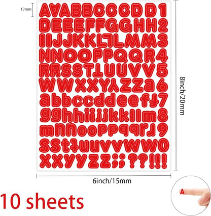 Red Alphabet Letter Stickers, 1/2 inch, 10 Sheets - Image 2