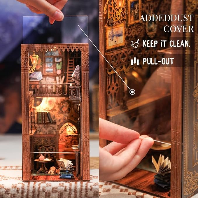 Fsolis Book Nook Kit DIY Miniature House Kit, 3D Wooden Puzzles - Image 4