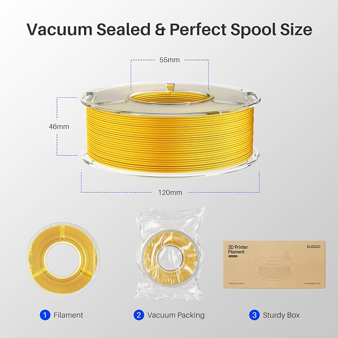 ELEGOO 250g Silk PLA Filament Bundle 1.75mm, 4 Colors Shiny 3D Printer - Image 6