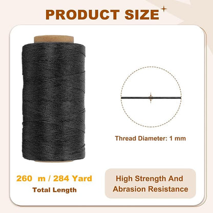 PATIKIL 284 Yard Flat Waxed Thread 150D 1mm Leather Sewing Cord - Image 2