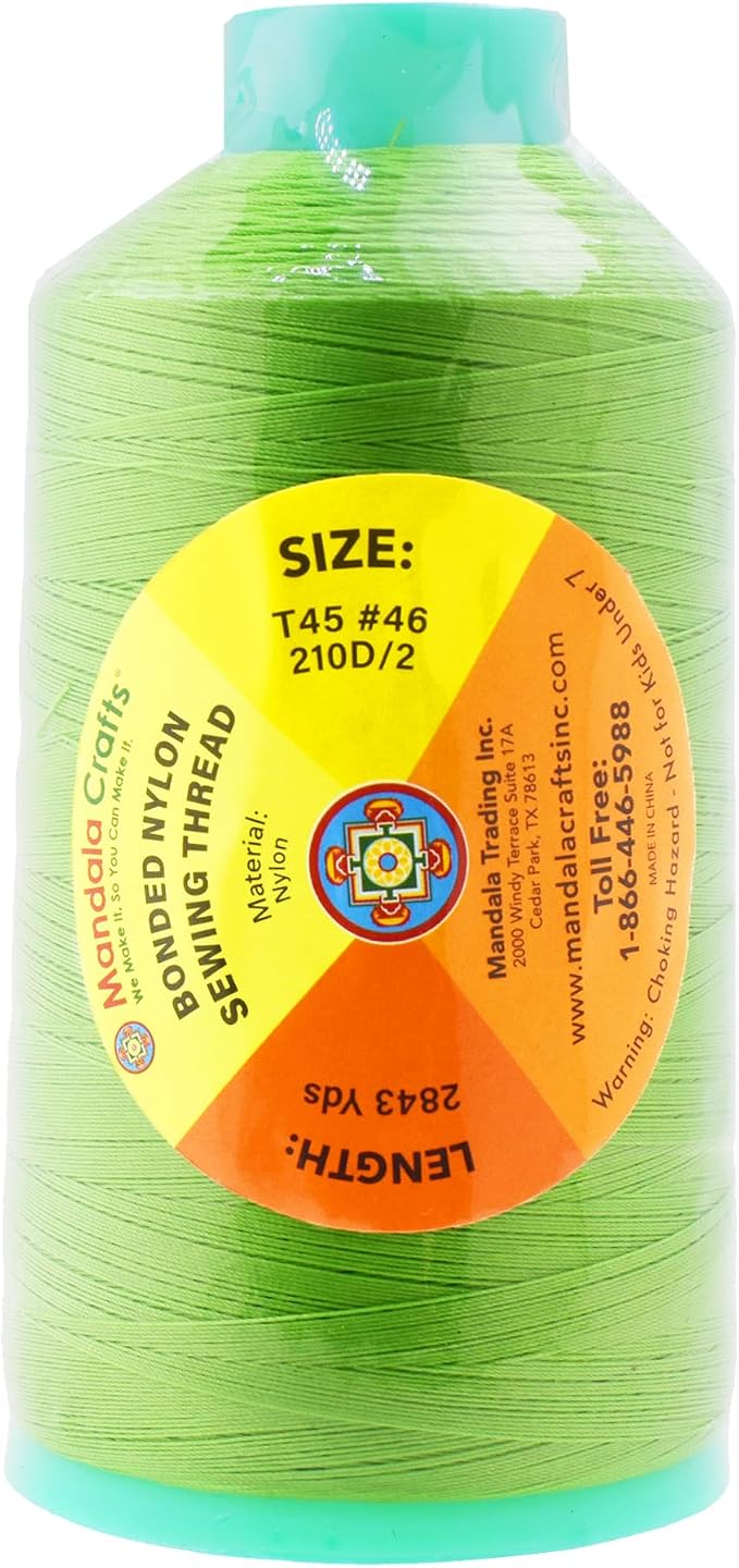Mandala Crafts Bonded Nylon Thread Apple Green Heavy Duty Sewing Threads - Image 3