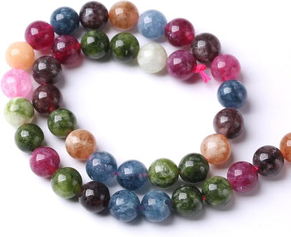 36pcs 10mm Natural Colorful Tourmaline Jade Stone Beads Round Loose Crystal - Image 5
