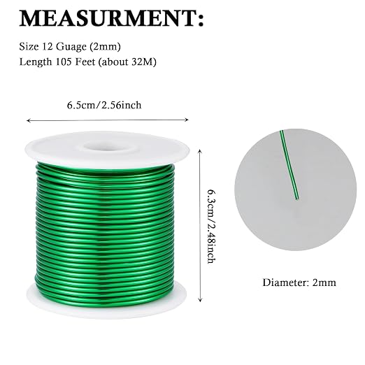 12 Gauge Green Aluminum Craft Wire - Image 3