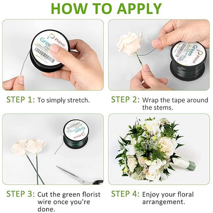 Floral Wire, 110 Yards 22 Gauge Green Florist Wires, Flexible Green Wire Paddle - Image 6