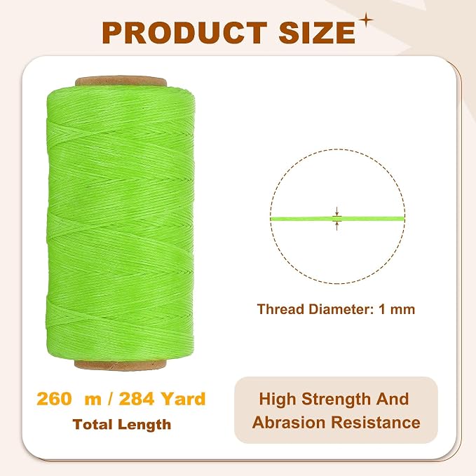 PATIKIL 284 Yard Flat Waxed Thread 150D 1mm Leather Sewing Cord - Image 2
