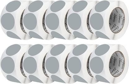 Perco Grey 3-Inch Perforated Circle Dot Sticker Labels — 10 Rolls, 000 Round by Perco