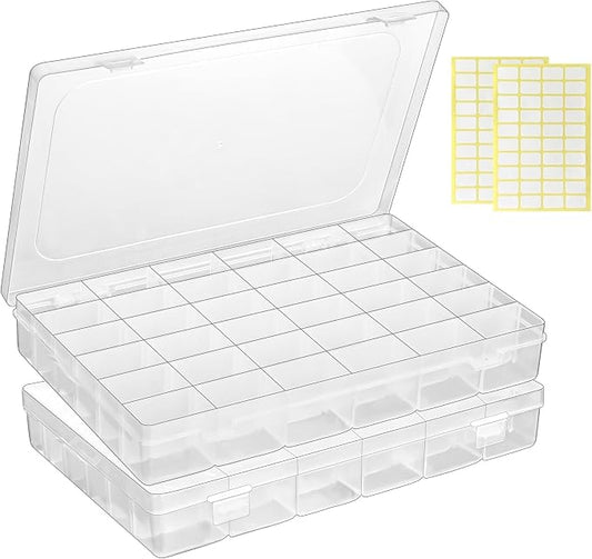 Plastic Organizer Container Box, 36 Large Grids Clear Plastic Organizer Boxes by MERATIA