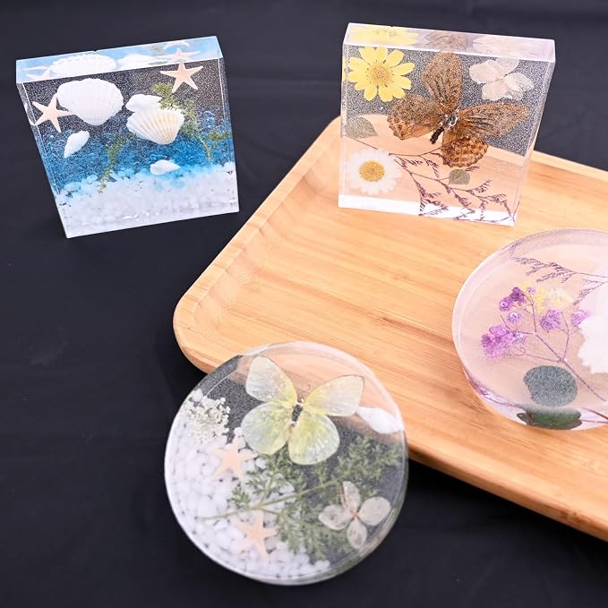 4 Resin Coaster Molds, Square Round Coaster Resin Molds, Small Coaster Silicone - Image 6