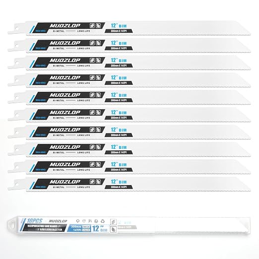 10 Pack 12 inch Reciprocating Saw Blades Set, 14TPI High Carbon Saw Blades by Unknown