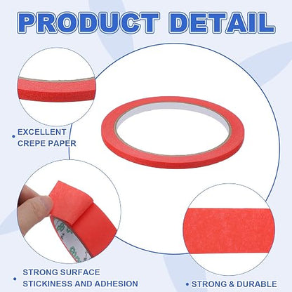 MECCANIXITY Masking Tape 0.2 Inch x 21 Yard Painter's Tape Red Paint Tapes - Image 3