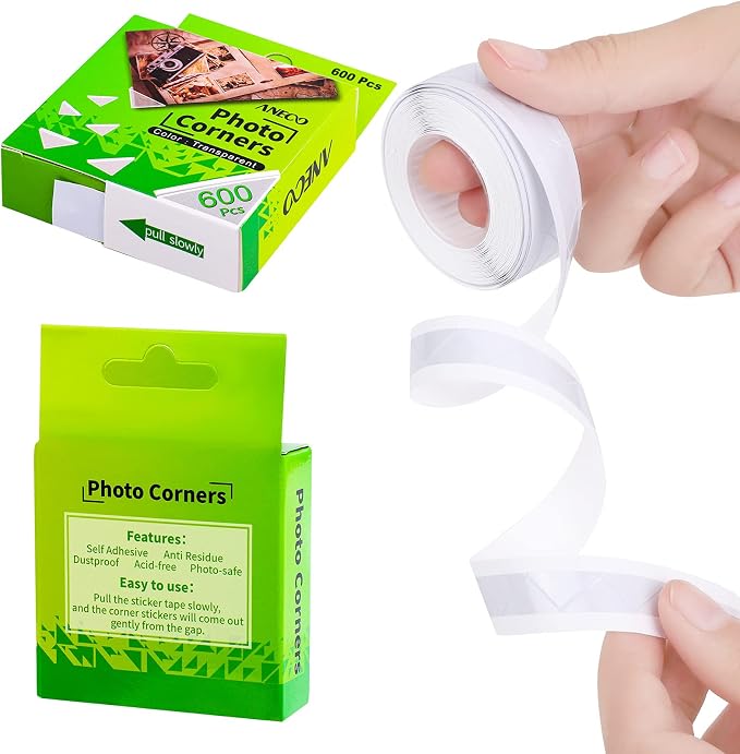 Aneco 600 Pieces Clear Self-Adhesive Picture Mounting Corner Stickers - Image 3