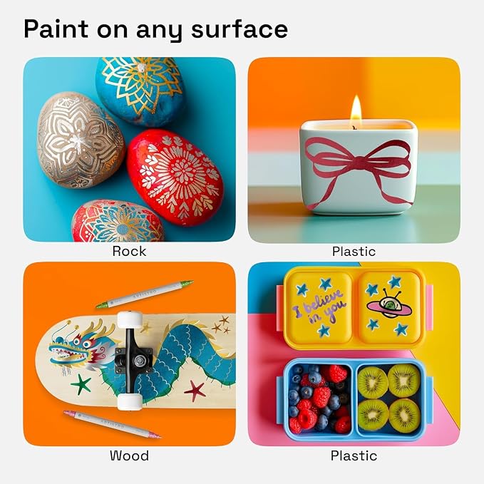 ARTISTRO 24 Metallic Dual-Tip Acrylic Paint Markers - Image 3