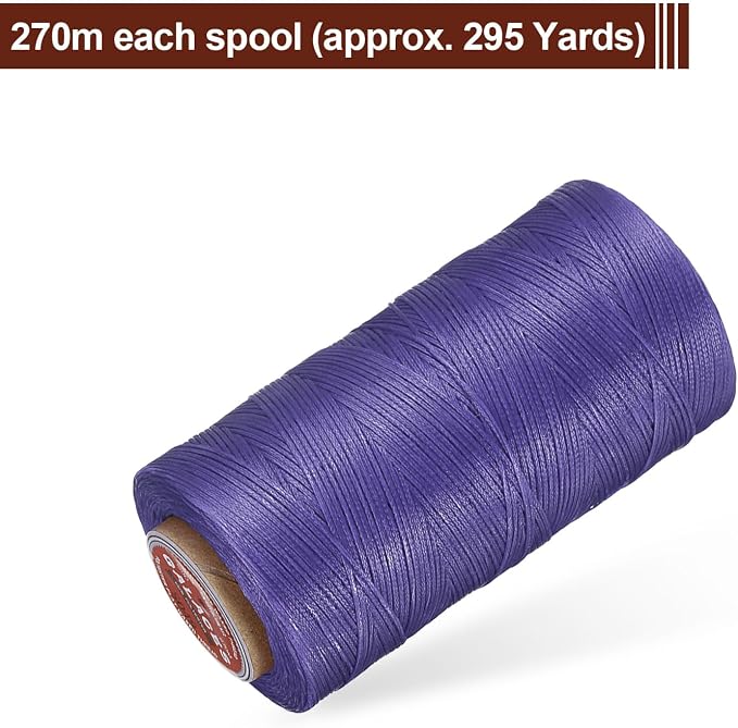 uxcell Flat Leather Sewing Waxed Thread, 270m / 295 Yards Polyester Wax String - Image 3