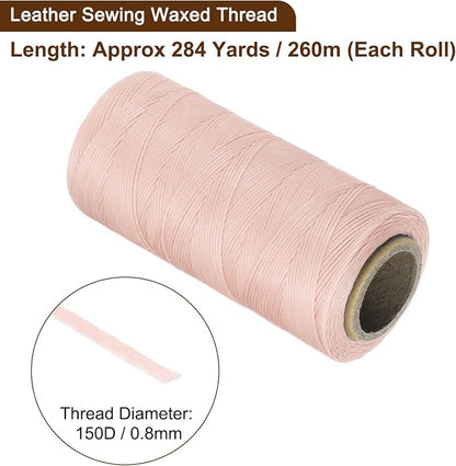Uxcell 150D 0.8mm Flat Waxed Thread, 284 Yards, Lotus Pink, Leather Sewing - Image 3