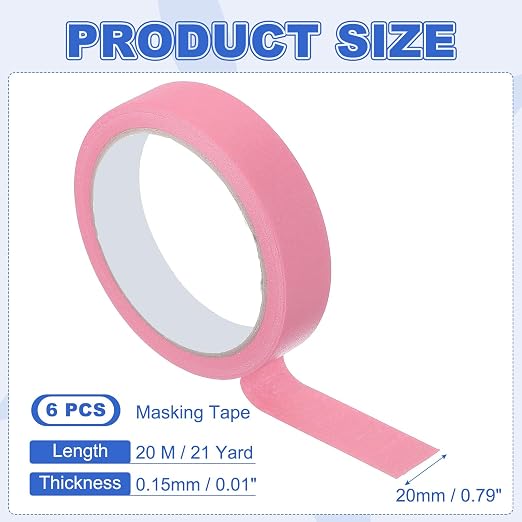 MECCANIXITY Masking Tape 0.8 Inch x 21 Yard Painter's Tape Pink Paint Tapes - Image 2