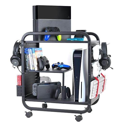 PLKOW Video Game Organizer, Rolling Video Game Storage Rack by PLKOW