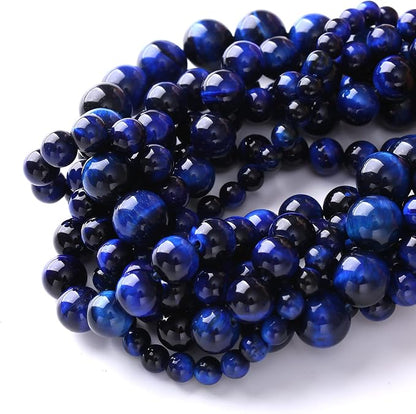 Natural Stone Lapis Blue Tiger Eye Beads Round Loose Spacer Beads - Image 4