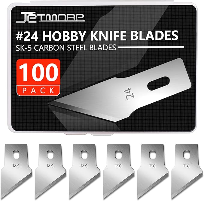 100 Pack Hobby Blades #24 Craft Knife Blades Refill Hobby Knife Replacement by Jetmore