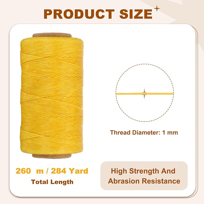 PATIKIL 284 Yard Flat Waxed Thread 150D 1mm Leather Sewing Cord - Image 2