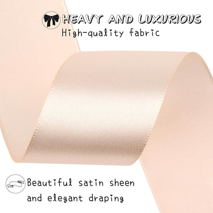 Naked Pink Solid Satin Ribbon 1-1/2 Inch 25 Yards Solid Polyester Fabric Ribbon - Image 4