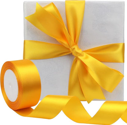 Yellow Solid Satin Ribbon 1-1/2 Inch 25 Yards Solid Polyester Fabric Ribbon - Image 5