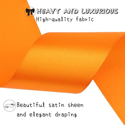 Orange Solid Satin Ribbon 2 Inch 25 Yards Solid Polyester Fabric Ribbon - Image 4
